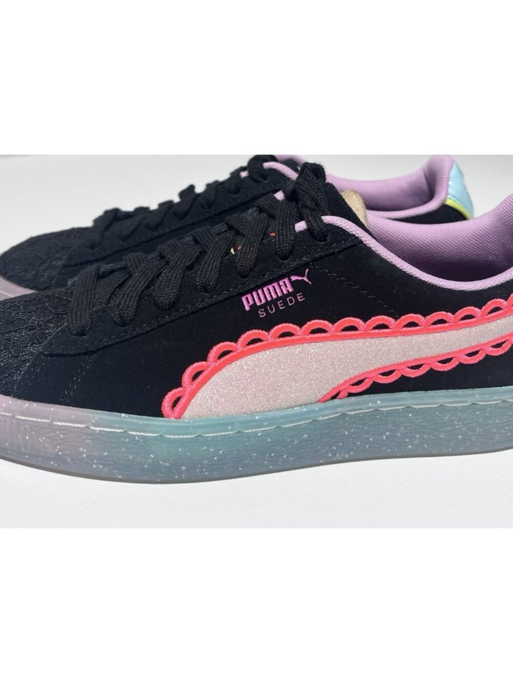 Sofia Webster X Puma Suede “Black Fiery Coral” Shoes Sneakers - Women Size 7.5